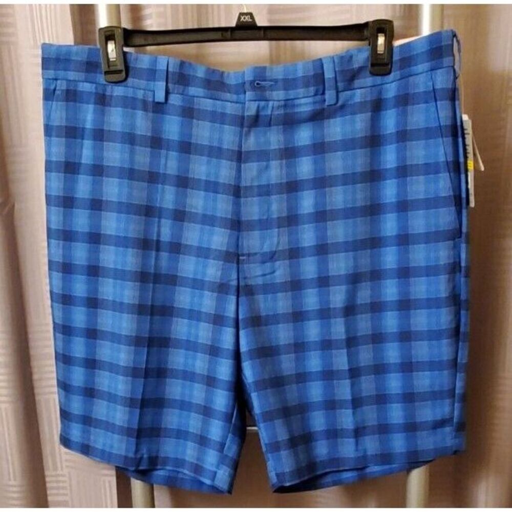 PGA Tour‎ Pro Series Mens Peacoat Blue Plaid Golf Shorts Flat Front Size 40 NWT